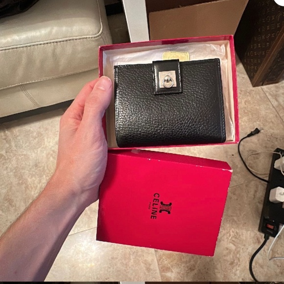 CELINE Paris Black Leather Bifold Long Wallet Purse Accessories - Picture 1 of 5